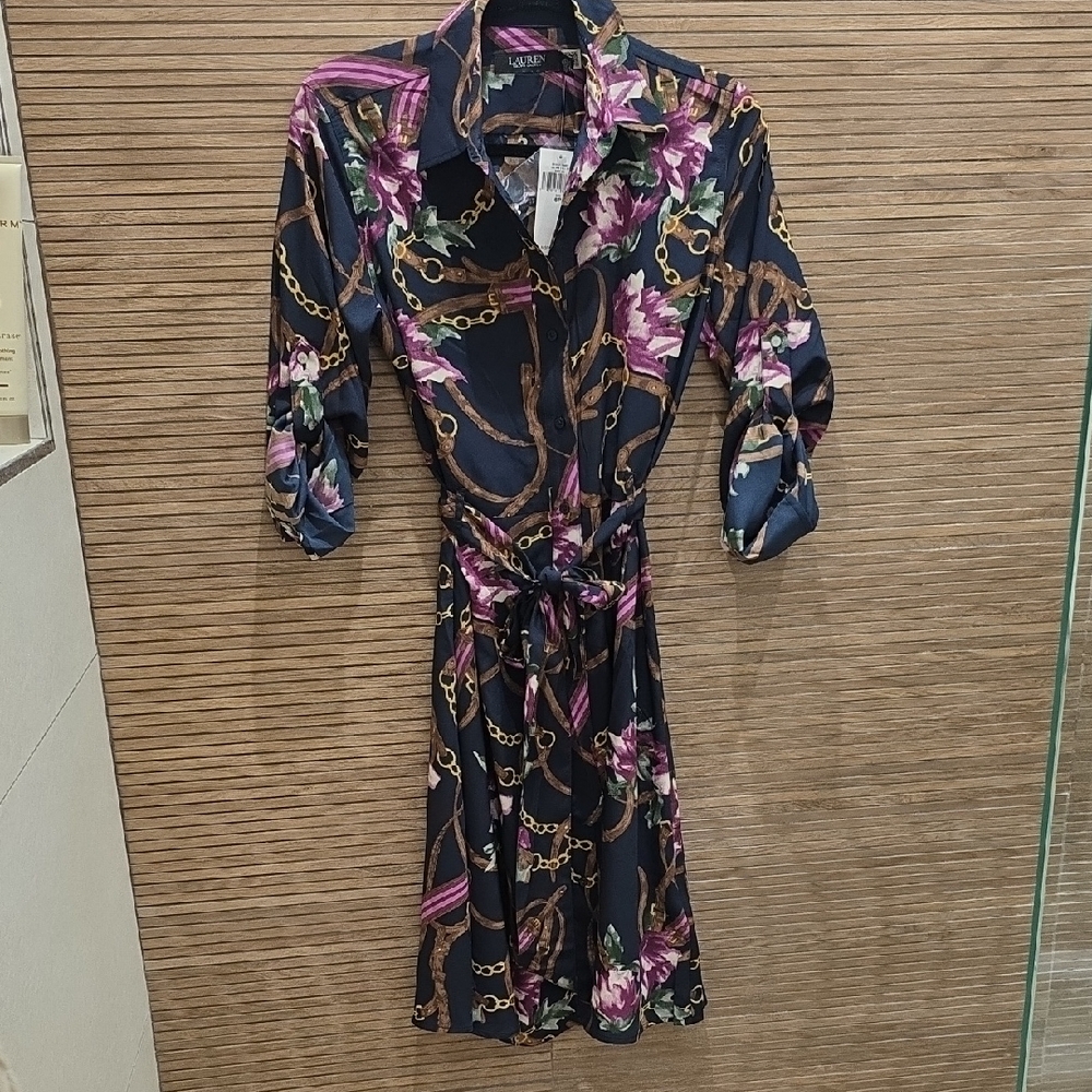 NWT Lauren Ralph Lauren Floral Chain Print Dress, Size 6P